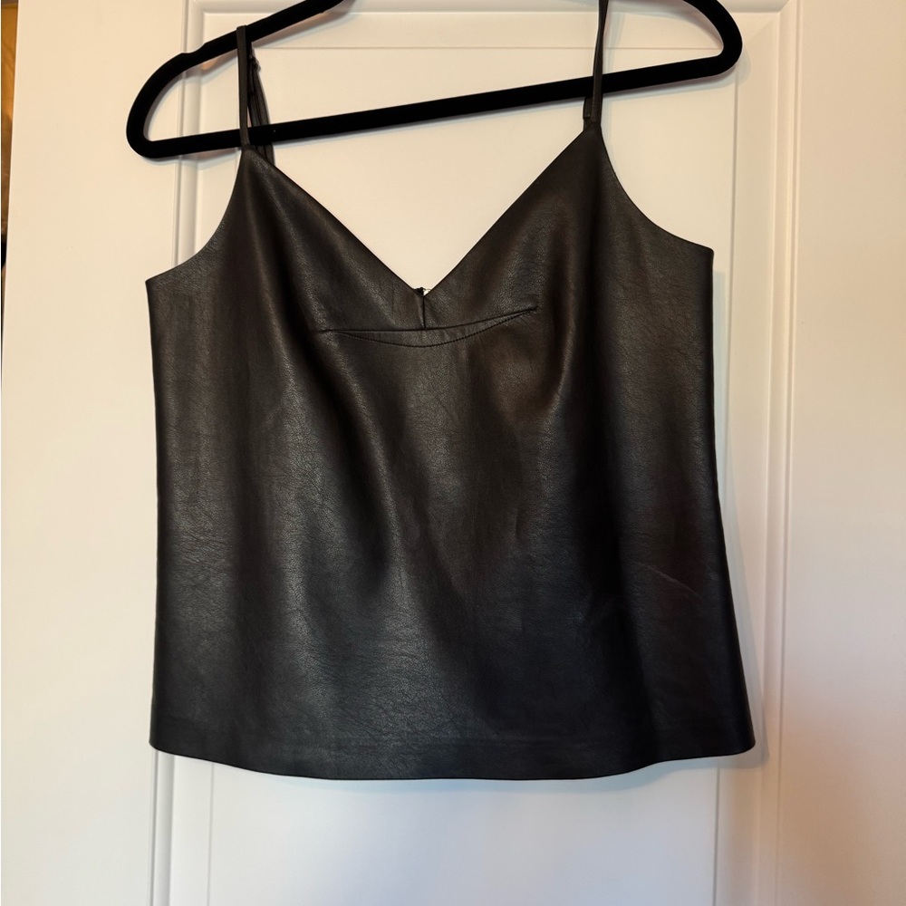 BCBG Black Faux Leather Women's Top